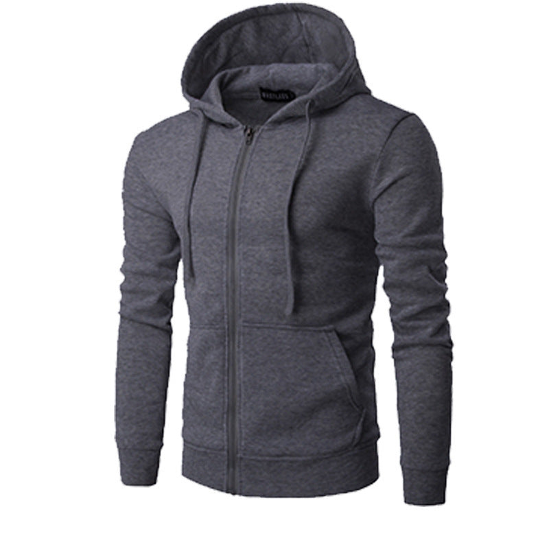 Herren schmal geschnittene Zip-Hoodie Jacke mit weichem Fleece-Innenfutter und Kängurutaschen – Cavarno