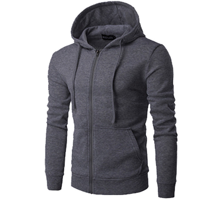 Herren schmal geschnittene Zip-Hoodie Jacke mit weichem Fleece-Innenfutter und Kängurutaschen – Cavarno