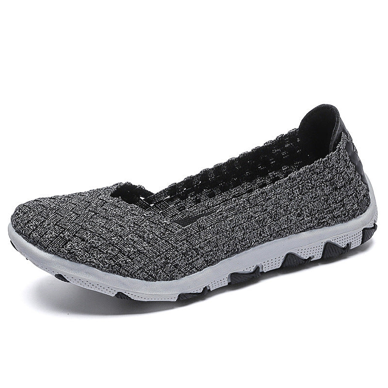 Damen nan gestrickter Slip-On Freizeitschuh mit geflochtenem Obermaterial und rutschfester Flexsohle Echo Archiv