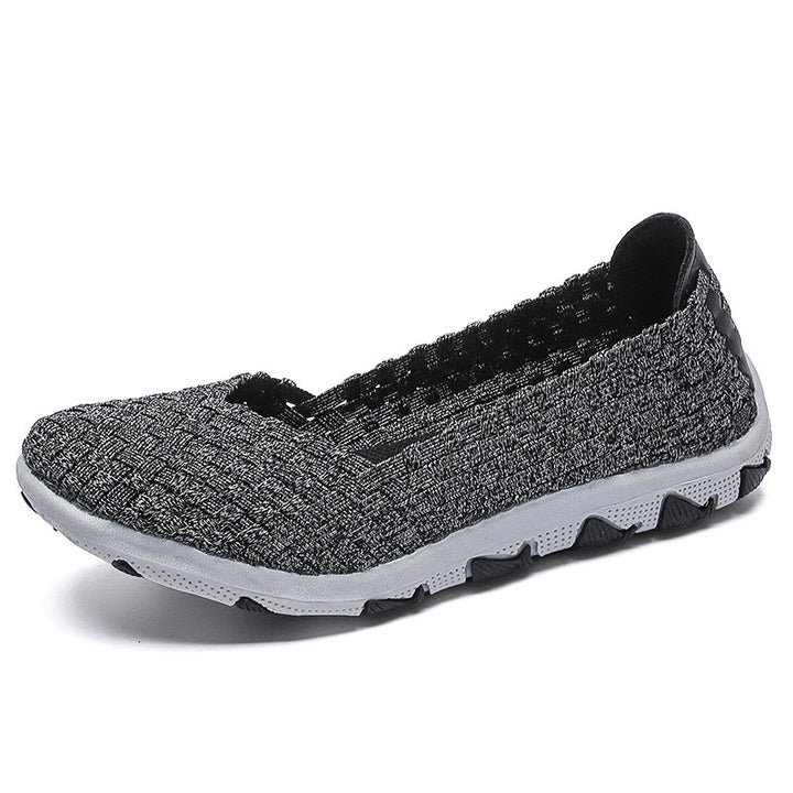 Damen nan gestrickter Slip-On Freizeitschuh mit geflochtenem Obermaterial und rutschfester Flexsohle Echo Archiv