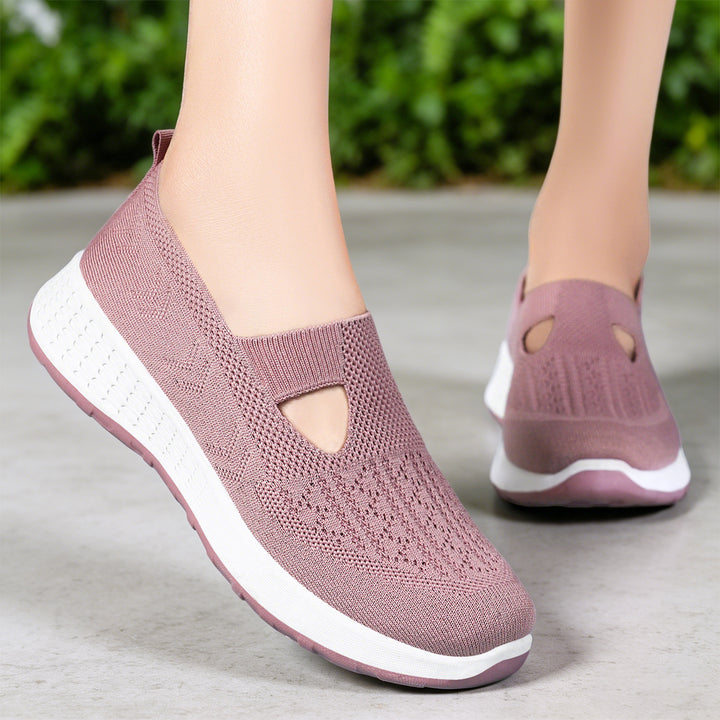 Damen nan gestrickter Slip-On Komfort-Sneaker mit V-Cut, elastischem Einstieg und dämpfender Waben-Zwischensohle Echo Archiv