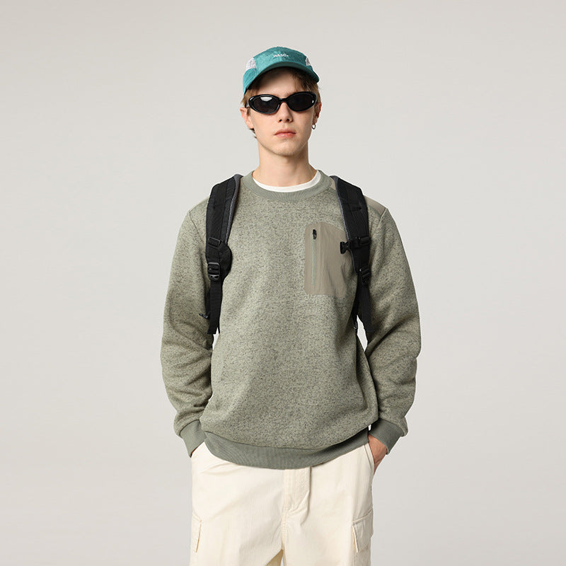 Herren Relaxed-Fit Struktursweatshirt mit Reißverschluss-Brusttasche Echo Archiv