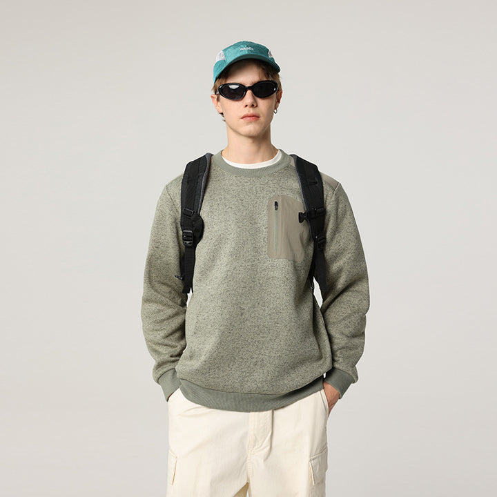 Herren Relaxed-Fit Struktursweatshirt mit Reißverschluss-Brusttasche Echo Archiv