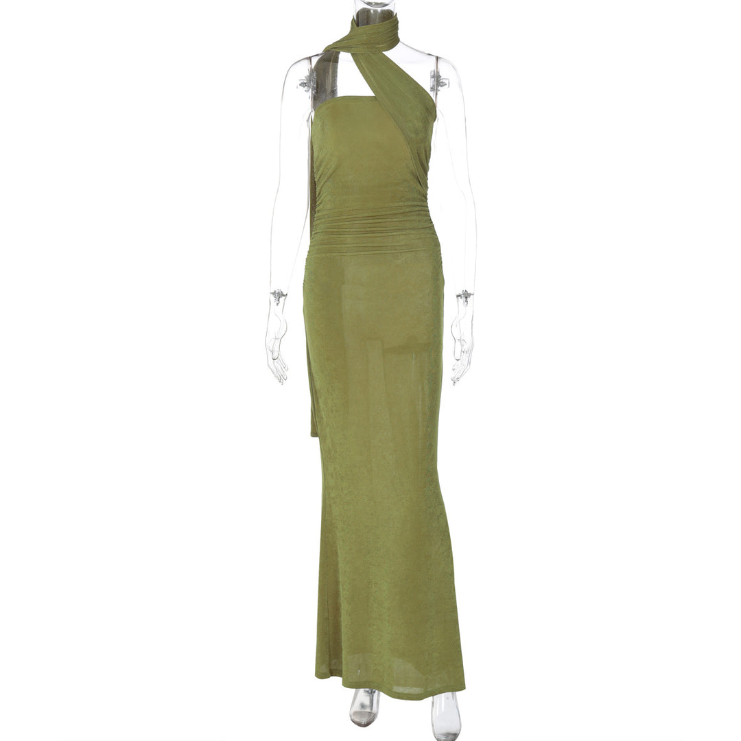 Damen Elegantes Abendkleid mit schulterfreiem Halterdesign und figurschmeichelnder Drapierung Echo Archiv