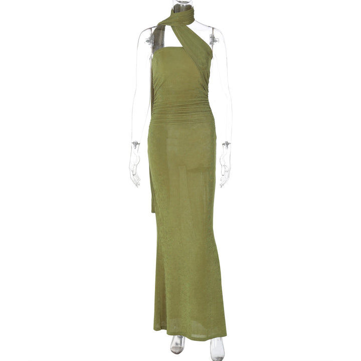 Damen Elegantes Abendkleid mit schulterfreiem Halterdesign und figurschmeichelnder Drapierung Echo Archiv
