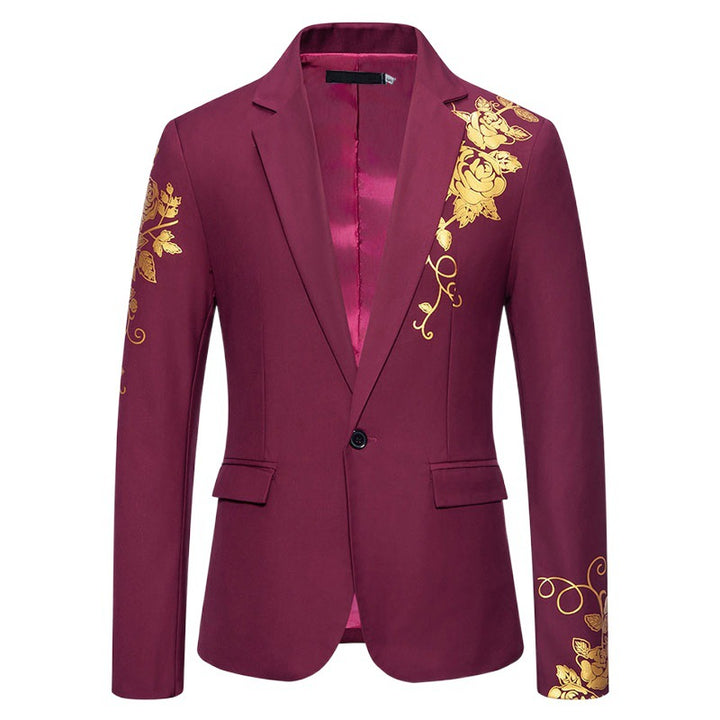 Herren nan einreihiges Sakko mit schmalem Revers und goldenem Rosenprint Echo Archiv