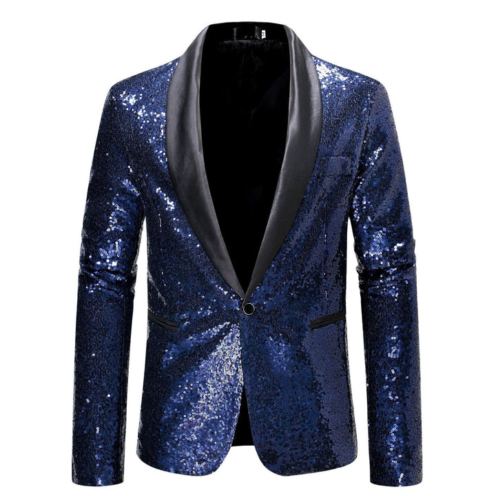 Herren Pailletten-Blazer mit Schalkragen – Tianoro