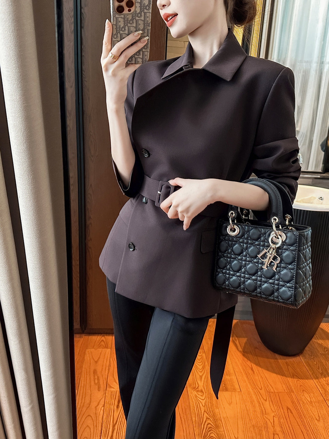 Damen Modischer Blazer mit Gürtel Echoarchiv