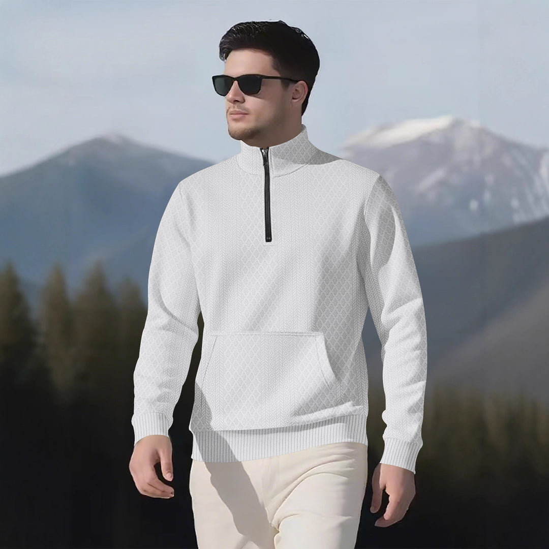 Herren sportlicher Fleece-Pullover mit hohem Kragen und Reißverschluss Echoarchiv