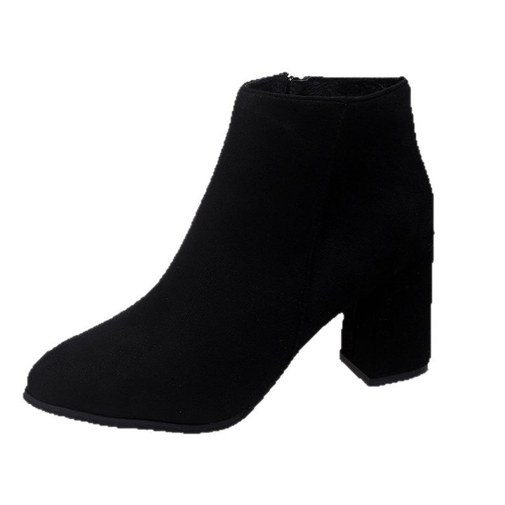 Damen Ankleboots mit Blockabsatz, spitzer Zehenpartie und seitlichem Reißverschluss – Varelle