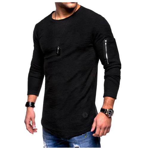 Herren Langarmshirt mit modernem Texturmuster und praktischer Armtasche Echoarchiv