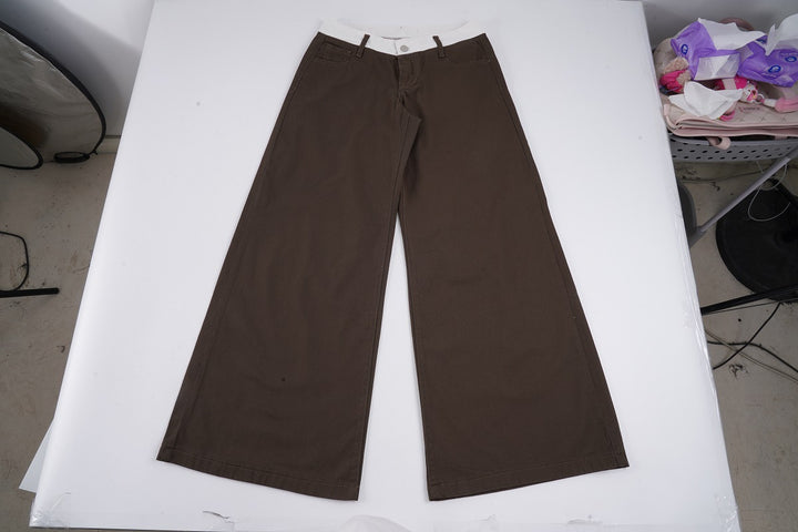 Damen nan Highwaist-Culottehose mit weitem Bein und kontrastierendem Bunddetail Echo Archiv