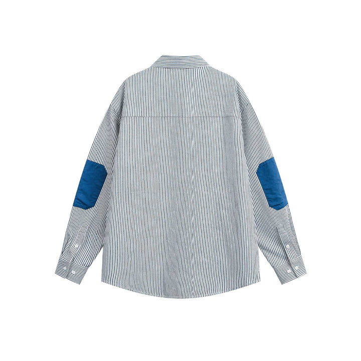 Unisex Oversize-Streifenhemd mit kontrastierter Brusttasche und Kentkragen Echoarchiv