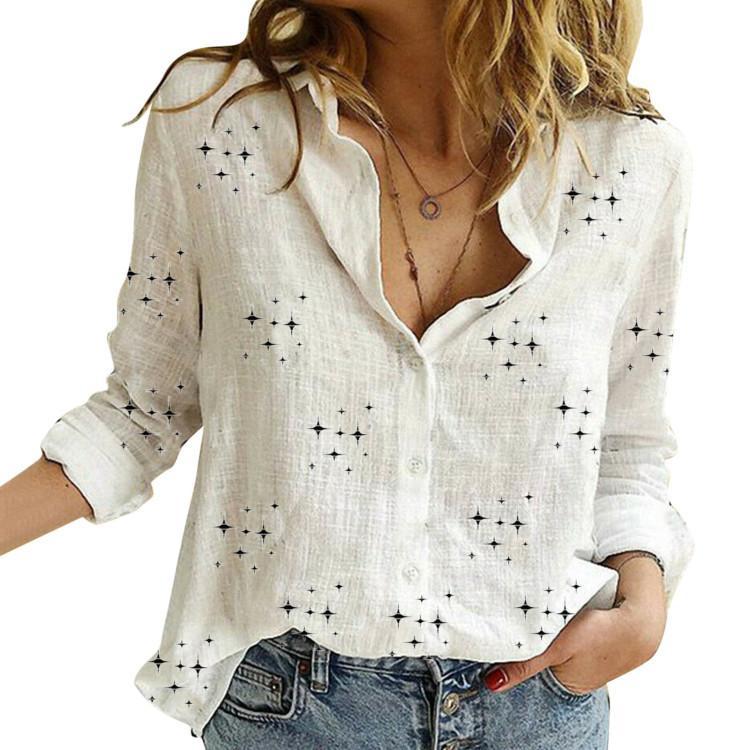 Damen Lässige Leinenbluse mit Knopfdetails Echo Archiv