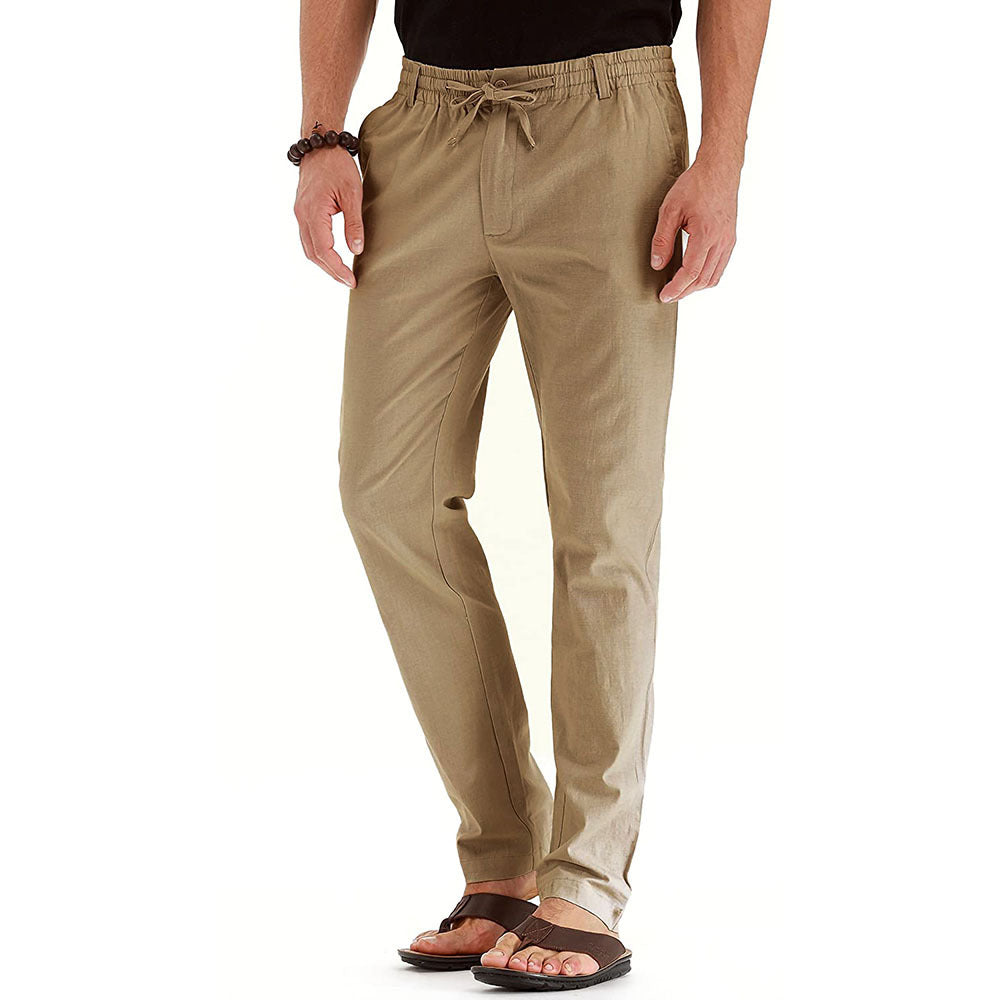 Herren Relaxed Fit Leinenhose mit elastischem Bund und komfortabler Passform Echoarchiv