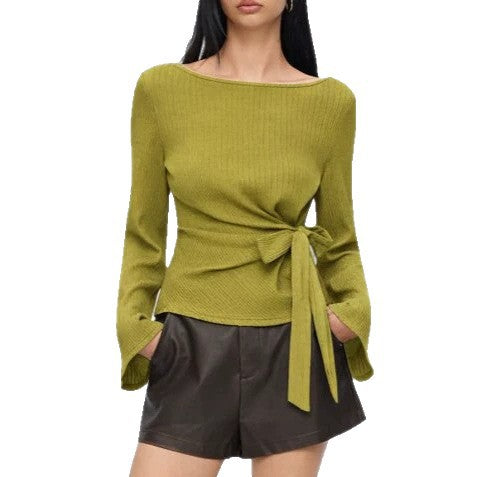Damen Stilvolles Wickeloberteil mit langen Ärmeln Echo Archiv