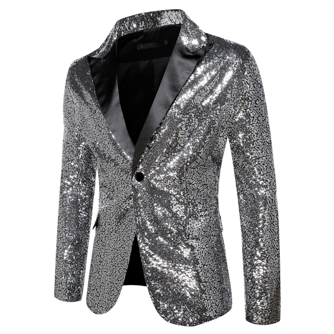 Herren extravagante Glitzer-Smokingjacke mit schwarzem Satinrevers Echoarchiv