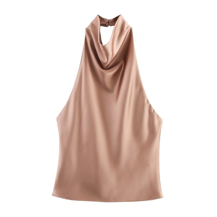 Damen elegantes Haltertop mit fließendem Schnitt und dekorativen Details Echo Archiv