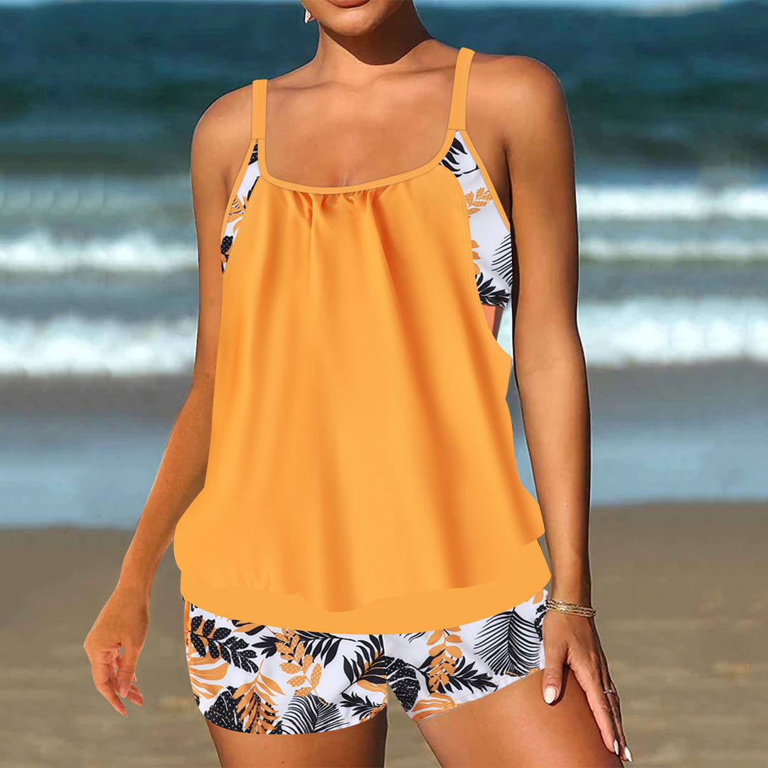 Damen Tankini-Set mit floralem Design und ausgestelltem Oberteil Echo Archiv