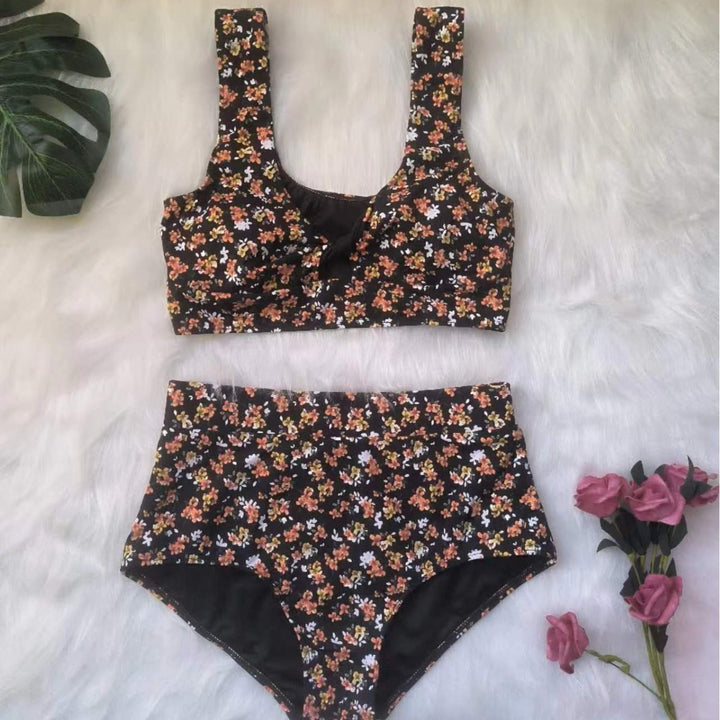 Damen Hochgeschnittenes Bikini-Set mit Blumenmuster Echo Archiv