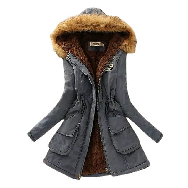 Damen nan gefütterter Parka mit Kunstfellkapuze, Sherpa-Innenfutter und taillierendem Kordelzug Echo Archiv