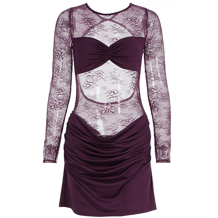 Damen Spitzenkleid mit figurbetontem Schnitt und Rüschendetails Echo Archiv
