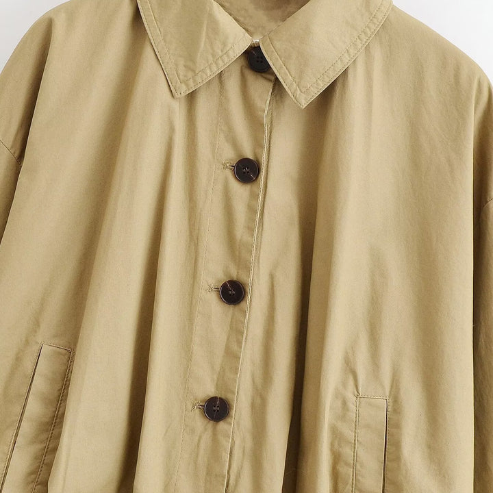 Damen Oversize-Cropped-Jacke im Bomberstil mit Hemdkragen und gerafftem Bund Echo Archiv