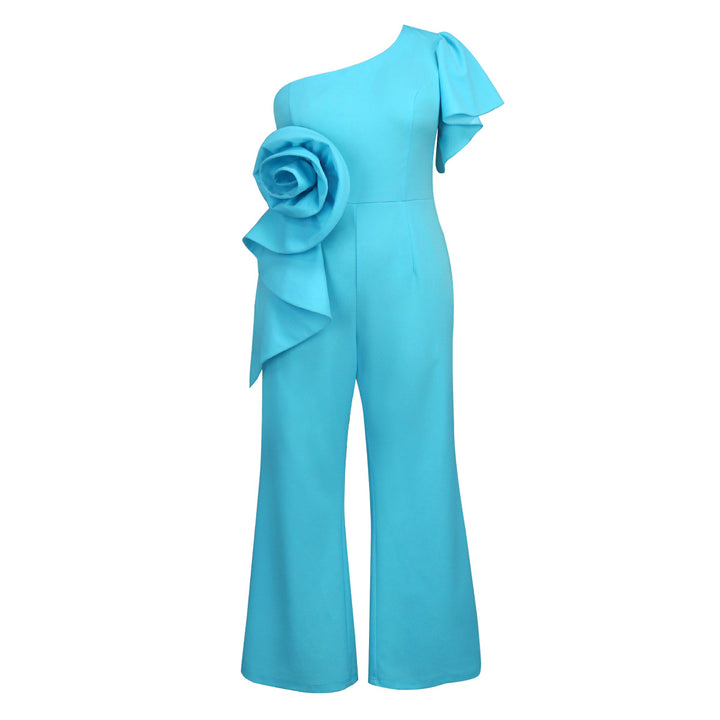 Damen eleganter Jumpsuit mit asymmetrischem Design und floraler Applikation Echo Archiv