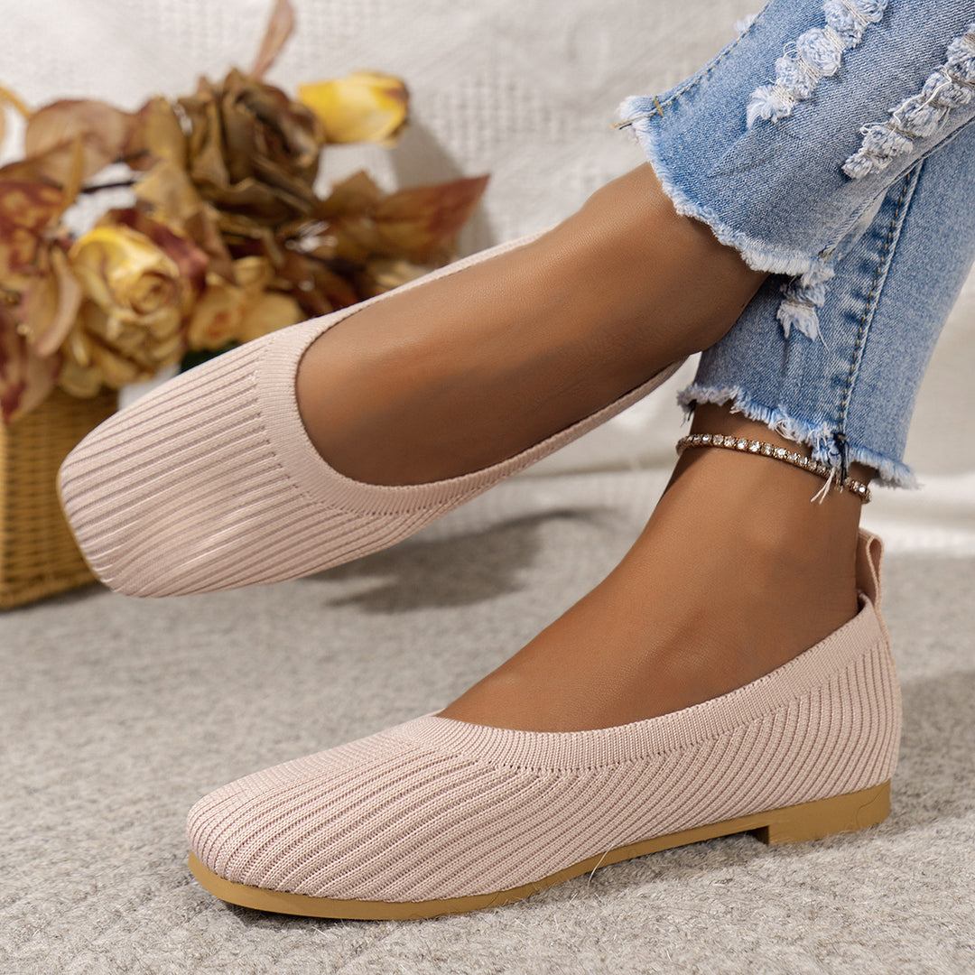 Damen Atmungsaktive Strick‑Ballerinas mit quadratischer Spitze Echo Archiv