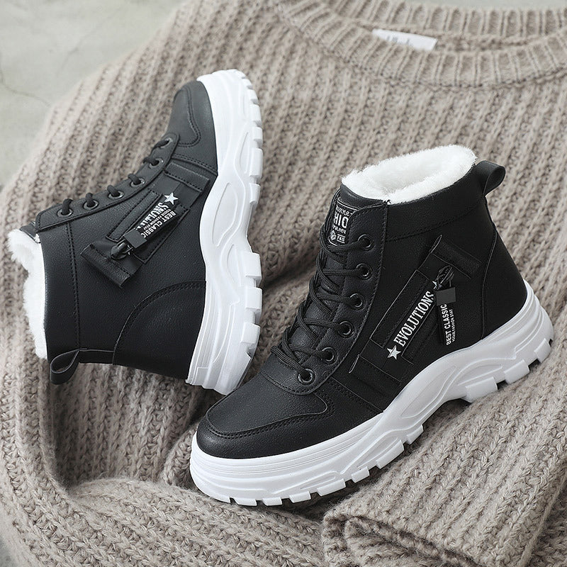 Damen Gefütterte High‑Top Winterboots mit Teddyfutter, robuster Lug‑Sohle und Schnürung Echo Archiv