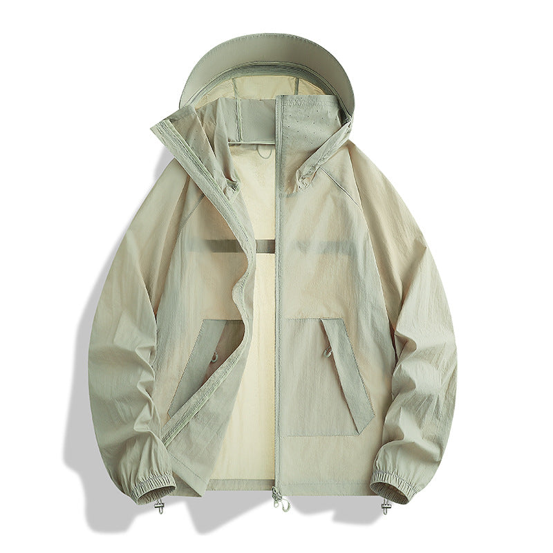 Herren Leichte Wind- und Wasserabweisende Kapuzen‑Übergangsjacke mit Netzfutter & Tunnelzug Echoarchiv