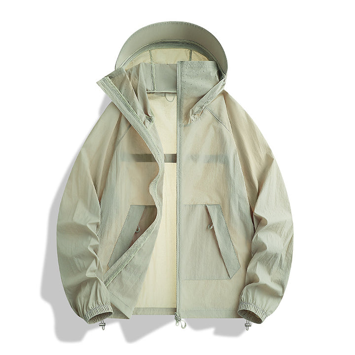 Herren Leichte Wind- und Wasserabweisende Kapuzen‑Übergangsjacke mit Netzfutter & Tunnelzug Echoarchiv
