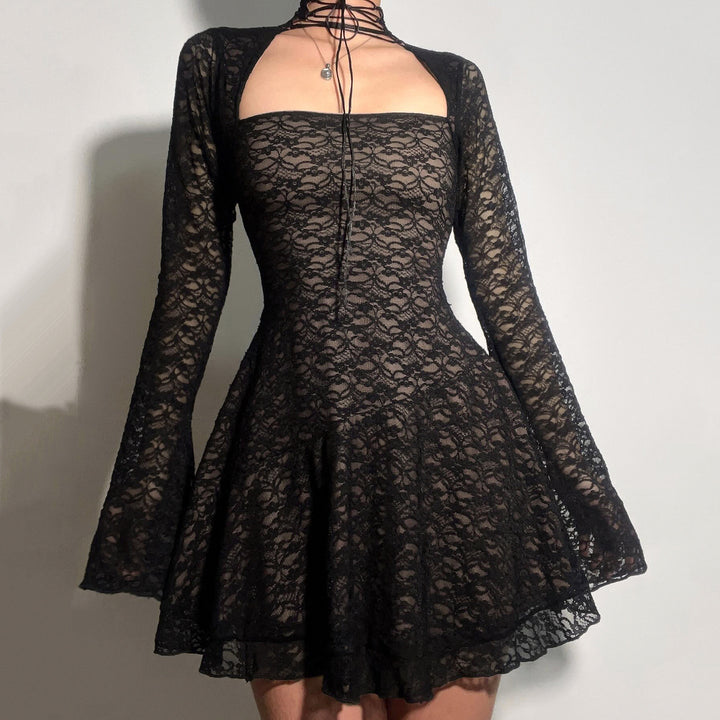 Damen Spitzenkleid mit kurzem Stehkragen und langen Ärmeln Echo Archiv