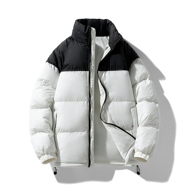 Herren gepolsterte Thermo-Daunenimitatjacke mit hohem Stehkragen und Kordelzug – Marzano