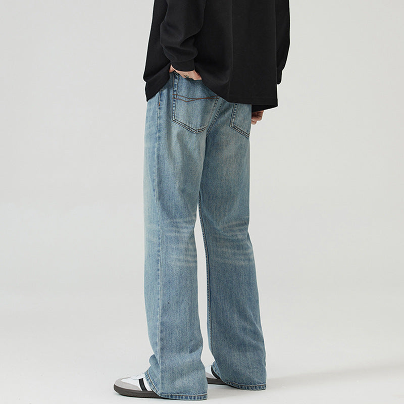 Herren Weite verwaschene Baggy-Jeans mit ausgestelltem Bein und verlängertem Saum Echo Archiv