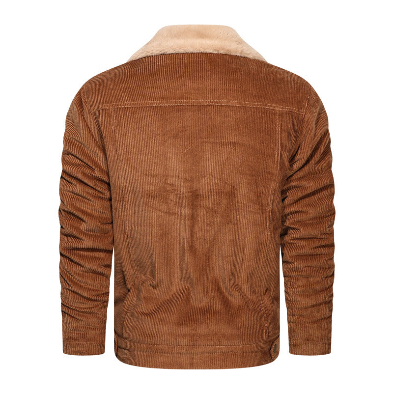 Herren Cordjacke mit Teddyfutter und Druckknopfverschluss – Taviero