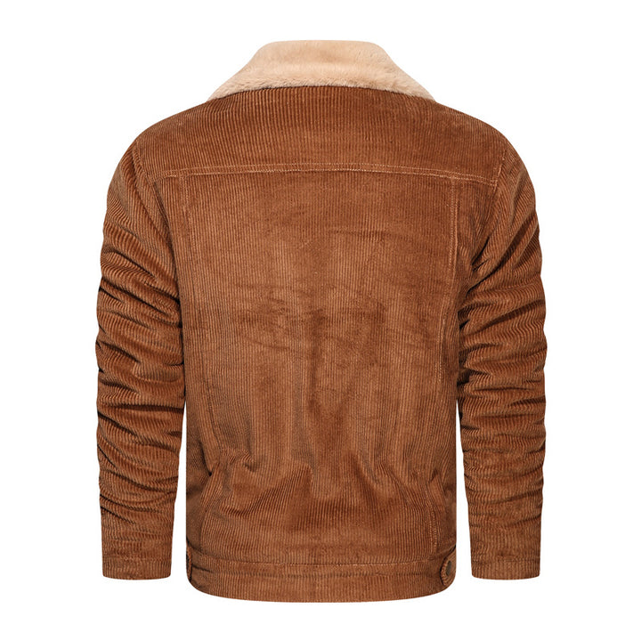 Herren Cordjacke mit Teddyfutter und Druckknopfverschluss – Taviero