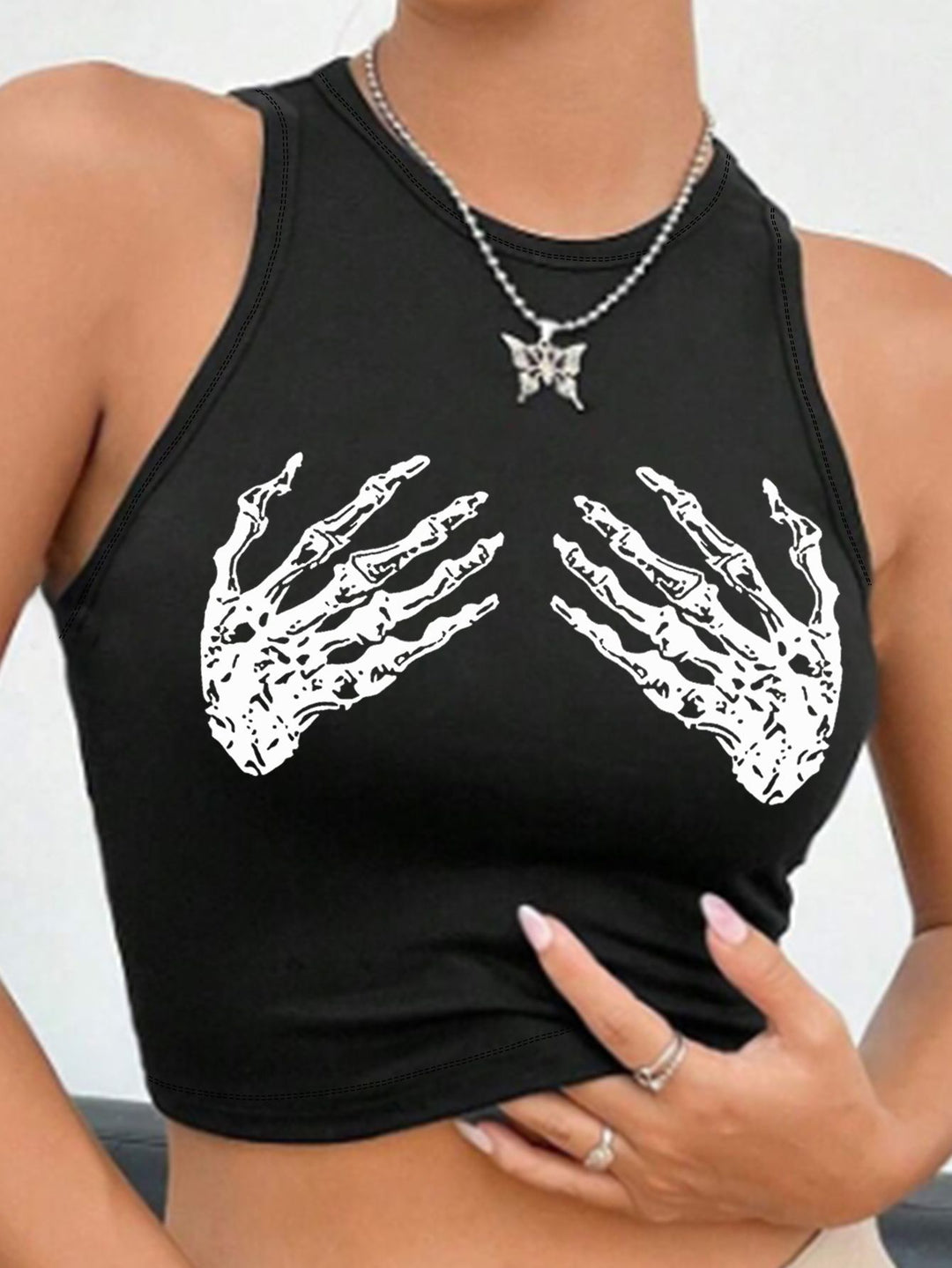 Damen Crop-Top mit auffälligem Schriftzug und körpernahem Schnitt Echo Archiv