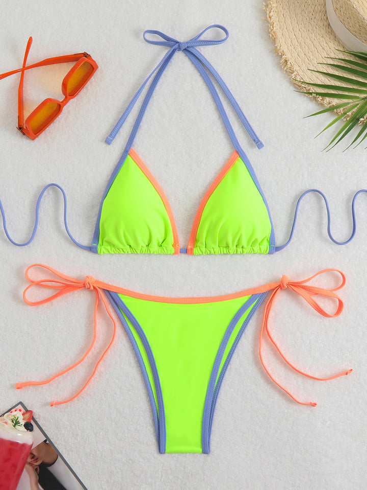 Damen Bikini-Set mit verstellbaren Trägern und buntem Farbakzent Echo Archiv