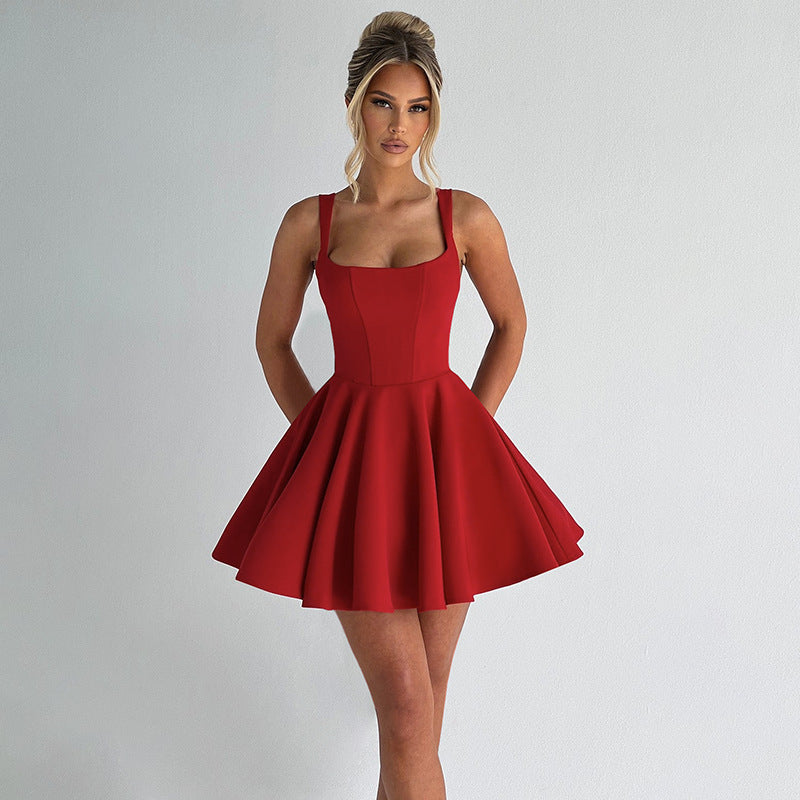 Damen Skaterkleid mit trägerlosem Design und ausgestelltem Rock Echo Archiv