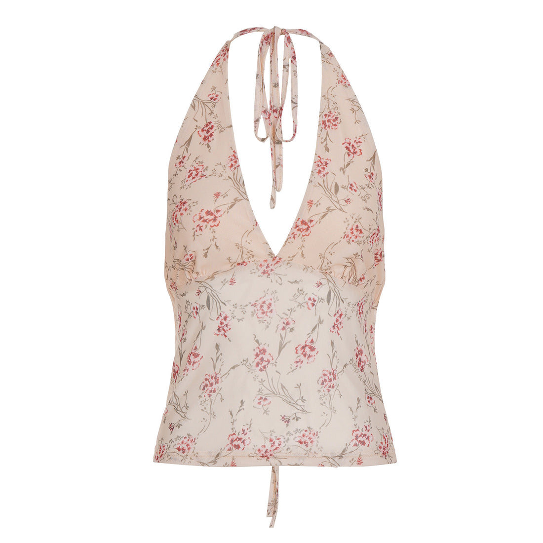Damen Haltertop mit floralem Design und tiefem V-Ausschnitt – Avérine