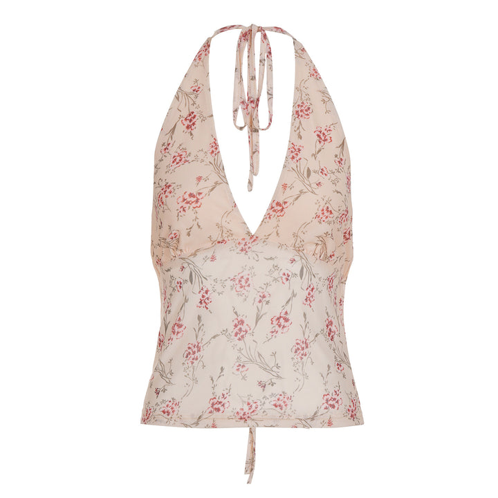 Damen Haltertop mit floralem Design und tiefem V-Ausschnitt Echo Archiv