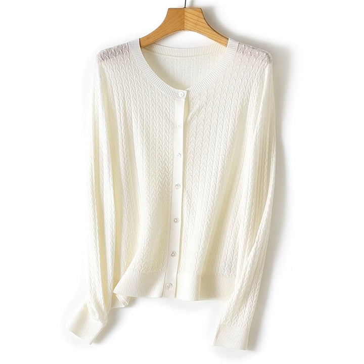 Damen Feinstrick-Cardigan mit Zopfmuster, Rundhalsausschnitt und Knopfleiste Echoarchiv