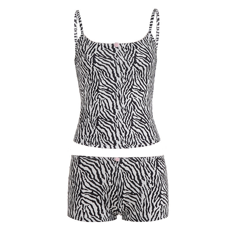 Damen Freizeit Schlafanzug Set mit Leopardendruck Echo Archiv