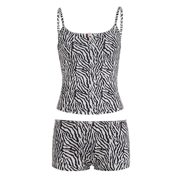 Damen Freizeit Schlafanzug Set mit Leopardendruck Echo Archiv