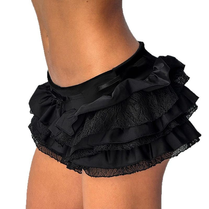 Damen Rüschenrock mit elegantem Satin-Finish und Spitzenbesatz Echo Archiv