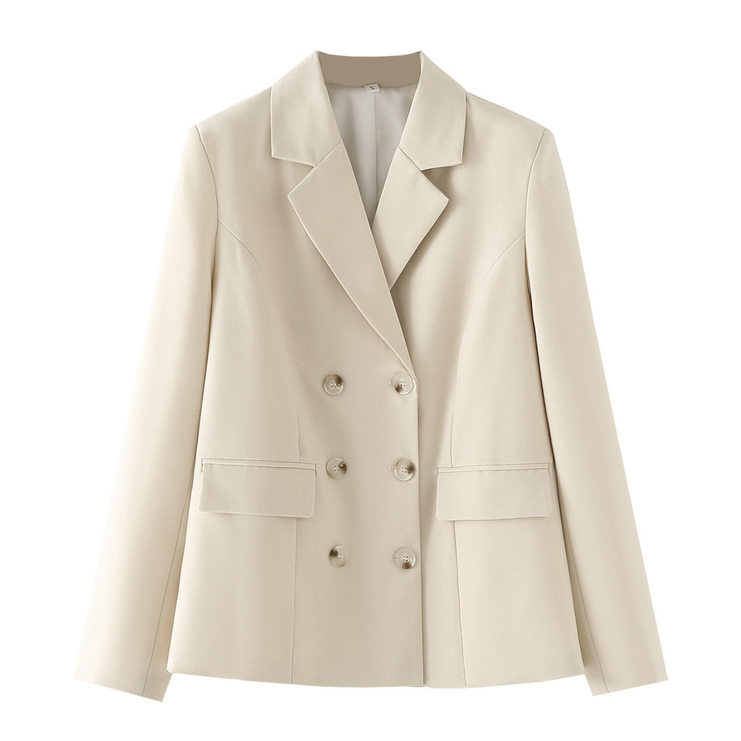 Damen leichter Doppelreiher-Blazer aus Strukturcrepe mit Pattentaschen und definierter Taillenform – Valéne