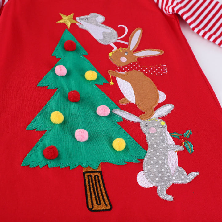 Mädchen Baumwollkleid mit festlichem Tier- und Weihnachtsbaum-Design Echo Archiv