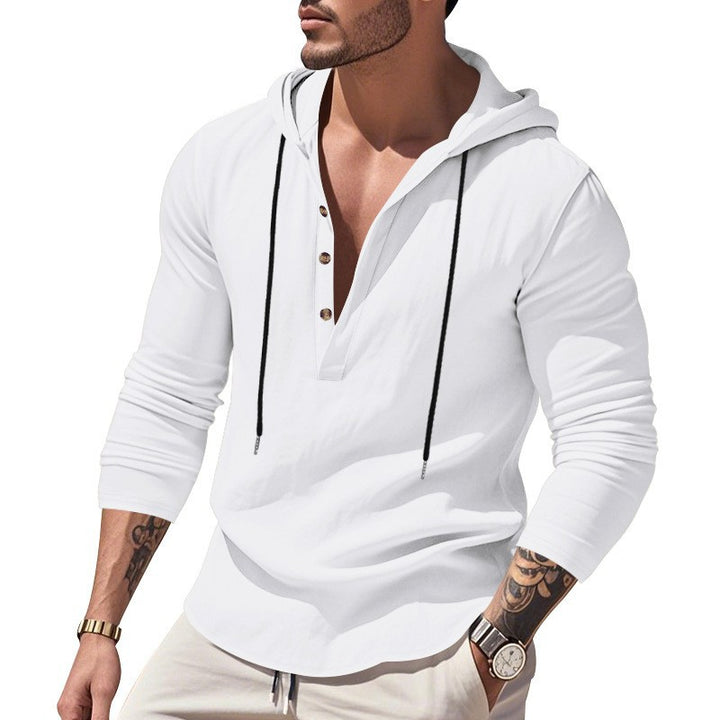 Herren lässiges Langarm-Hoodie mit modischem Knopfdesign und atmungsaktivem Stoff Echoarchiv
