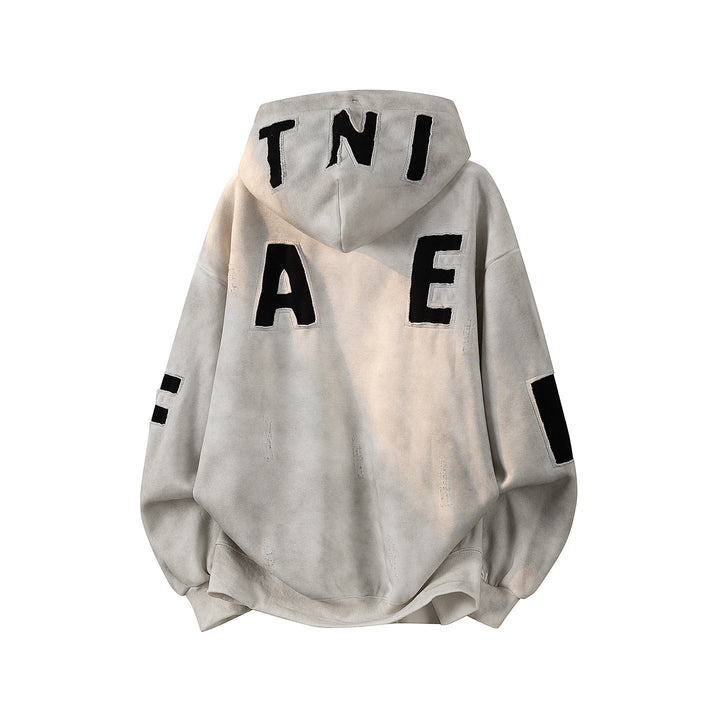 Unisex Oversize Kapuzenpullover mit handschriftlichem Grafik-Print, Kängurutasche & geripptem Saum Echoarchiv